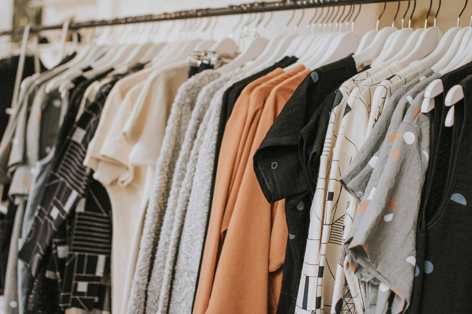 Coordinated collection of finished apparel on hangers