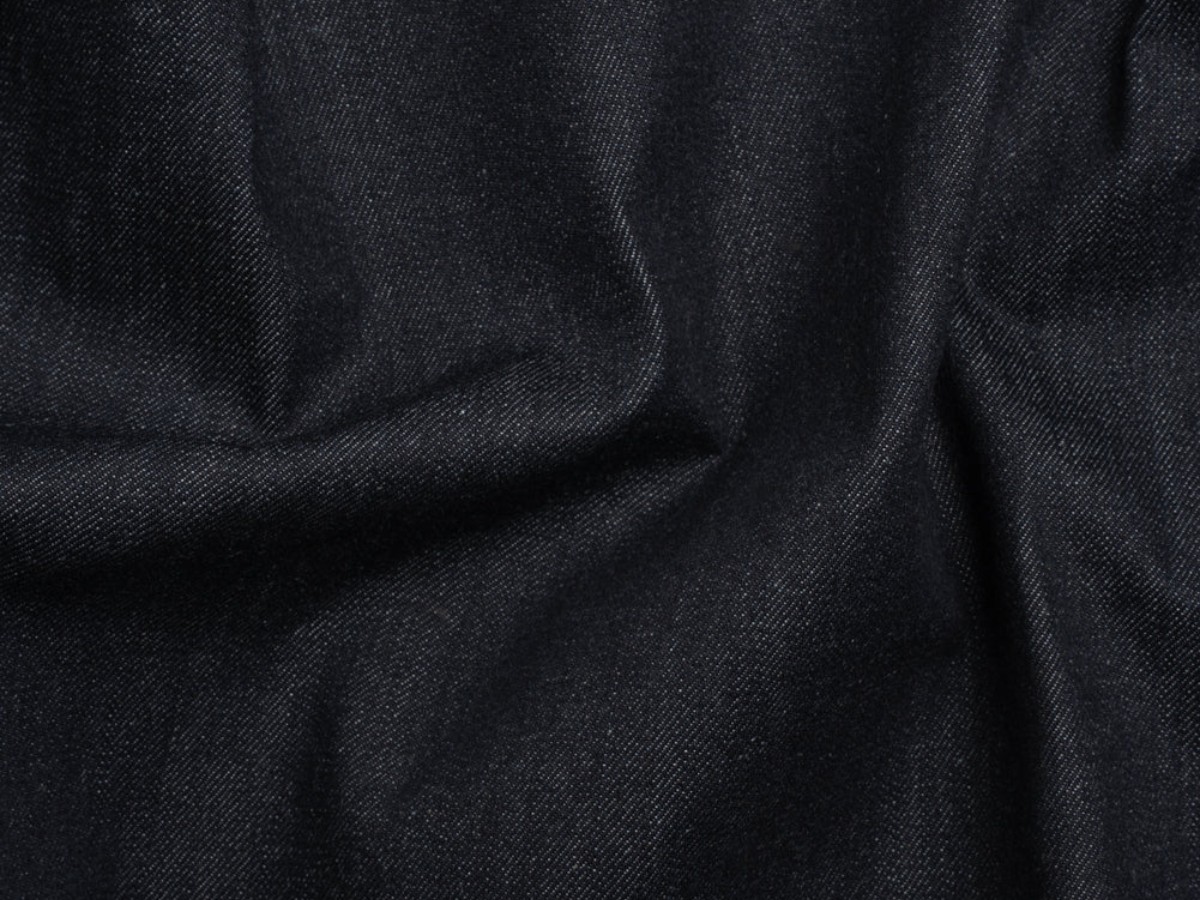 Close view of stretch denim fabric